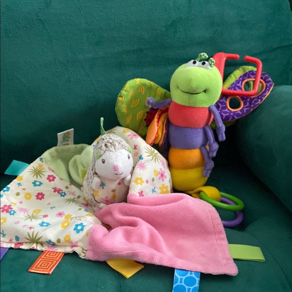 Green and Purple Stuffed Caterpillar Toy